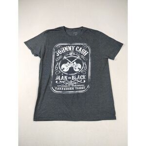 Johnny Cash‎ The Man In Black Men's T-Shirt Large Gray Graphic Short Sleeve